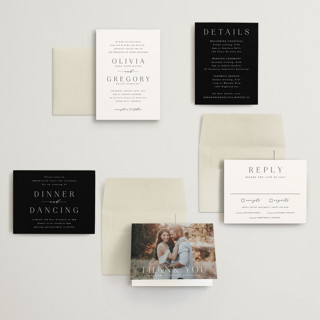 This is a lily petite wedding invitations with standard by Hooray Creative called classy type printing on signature in petite