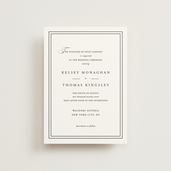 "Story Line" - Petite Wedding Invitations in Snow by Kimberly FitzSimons.