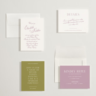 This is a lilac dreams petite wedding invitations with standard by Design Lotus called lavender dreams printing on signature in petite