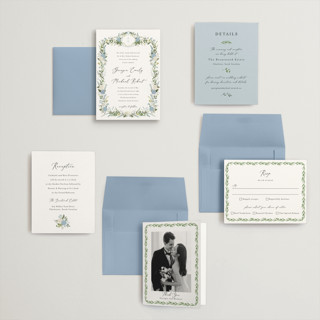 This is a coastal petite wedding invitations with standard by Susan Moyal called hydrangea vine printing on signature in petite