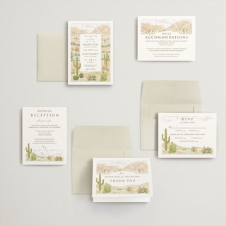 This is a sandstone petite wedding invitations with standard by Paper Sun Studio called westward printing on signature in petite