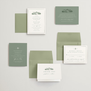 This is a pine petite wedding invitations with standard by Amy Kross called mountain ridge printing on signature in petite
