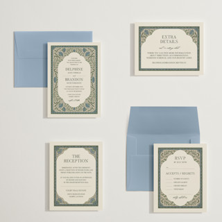 This is a robin's egg petite wedding invitations with standard by Jen Owens called century printing on signature in petite