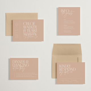 This is a terracotta petite wedding invitations with standard by Kelly Schmidt called overlap printing on signature in petite