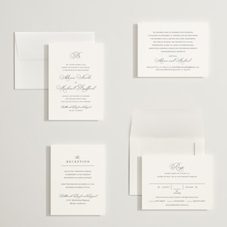 This is a pearl petite wedding invitations with standard by Jennifer Postorino called initial printing on signature in petite
