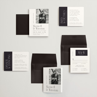 This is a tuxedo petite wedding invitations with standard by Ana de Sousa called wedding editorial printing on signature in petite