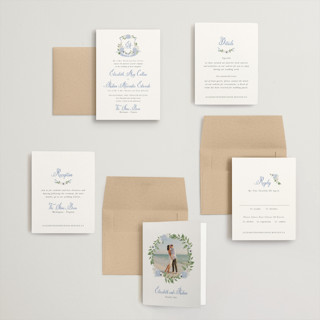 This is a periwinkle petite wedding invitations with standard by Design Lotus called sweethearts printing on signature in petite
