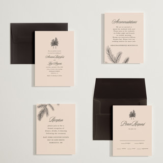 This is a almond petite wedding invitations with standard by Morgan Kendall called arboretum printing on signature in petite