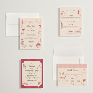 This is a cherry petite wedding invitations with standard by Sarah Rosenthal called velvet cherry printing on signature in petite