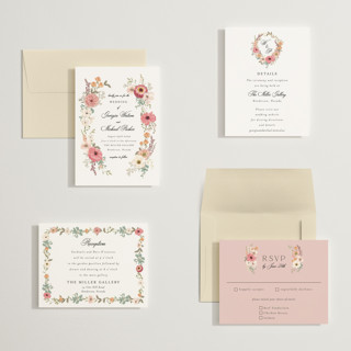This is a sunset petite wedding invitations with standard by Susan Moyal called cherished printing on signature in petite