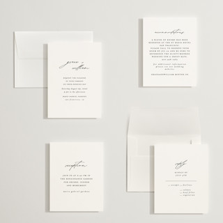This is a cotton petite wedding invitations with standard by Angela Thompson called delicate script printing on signature in petite