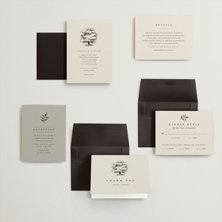 This is a dove petite wedding invitations with standard by Amy Kross called white oak printing on signature in petite