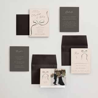 This is a tuxedo petite wedding invitations with standard by Corinne Malesic called bow printing on signature in petite