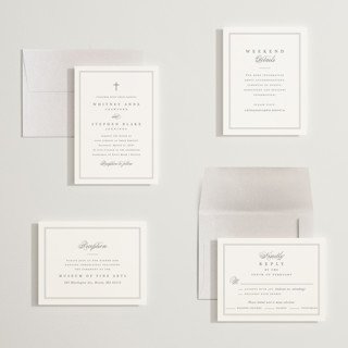 This is a ivory petite wedding invitations with standard by Amy Kross called crawford printing on signature in petite