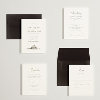 This is a fawn petite wedding invitations with standard by AK Graphics called rustic barn printing on signature in petite