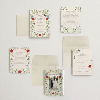 This is a elder flower petite wedding invitations with standard by Sarah Knight called wild meadow printing on signature in petite