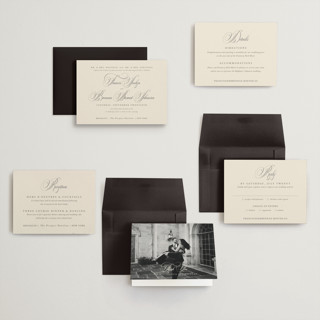 This is a oreo creme petite wedding invitations with standard by Design Lotus called wonderful tonight printing on signature in petite