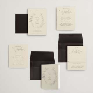 This is a ivory petite wedding invitations with standard by Baumbirdy called floral stamp printing on signature in petite