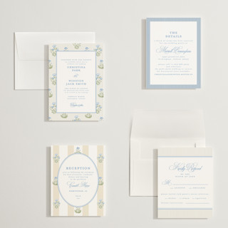 This is a powder petite wedding invitations with standard by Creo Study called patterned florals printing on signature in petite
