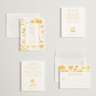 This is a sun petite wedding invitations with standard by Jenna Holcomb called beachtoile printing on signature in petite