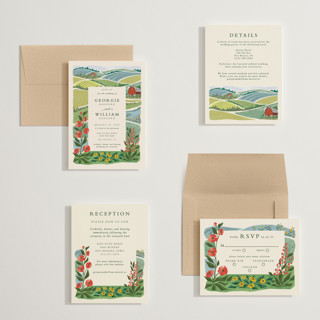 This is a barn petite wedding invitations with standard by Paper Sun Studio called farm and field printing on signature in petite