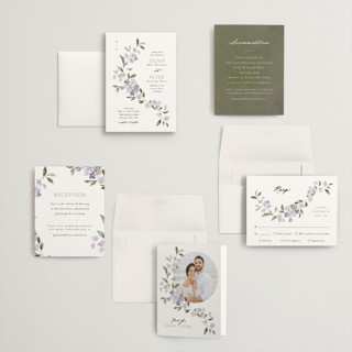 This is a periwinkle petite wedding invitations with standard by Itsy Belle Studio called sweeping vine printing on signature in petite