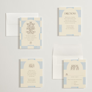 This is a ivory petite wedding invitations with standard by Baumbirdy called checker wash printing on signature in petite