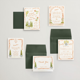 This is a flame petite wedding invitations with standard by Pati Cascino called giardino printing on signature in petite