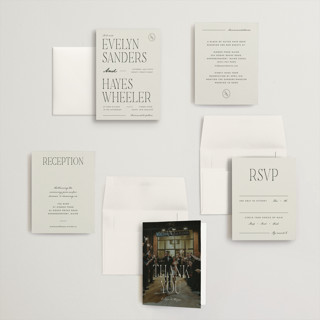 This is a forest petite wedding invitations with standard by Blustery August called hayes printing on signature in petite