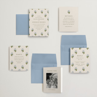 This is a almond petite wedding invitations with standard by Olivia Kanaley Inman called blockprint printing on signature in petite