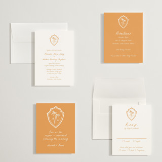 This is a mango petite wedding invitations with standard by Erika Firm called palm tree crest printing on signature in petite