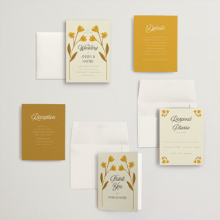 This is a yolk petite wedding invitations with standard by Morgan Kendall called vintage wildflowers printing on signature in petite