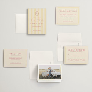 This is a lemon petite wedding invitations with standard by Ellen Schlegelmilch called palmetto printing on signature in petite