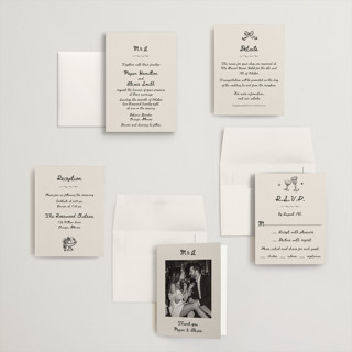 This is a lace petite wedding invitations with standard by Cass Loh called simple monogram printing on signature in petite