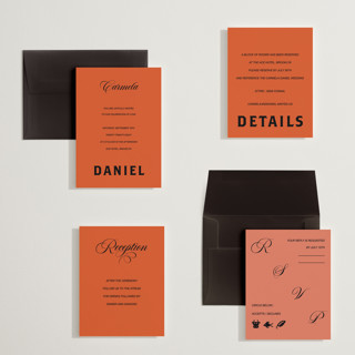 This is a amaro petite wedding invitations with standard by Studio Suku called bold and demure printing on signature in petite