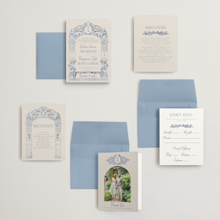 This is a navy petite wedding invitations with standard by Petra Kern called pavilion printing on signature in petite