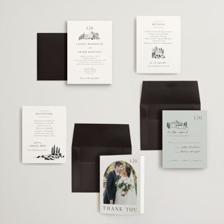 This is a noir petite wedding invitations with standard by Shiny Penny Studio called countryside villa printing on signature in petite