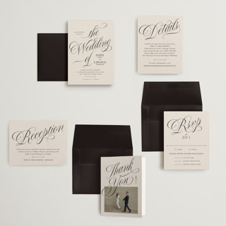 This is a linen petite wedding invitations with standard by Kate Ahn called mirin printing on signature in petite