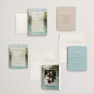 This is a lake petite wedding invitations with standard by Lindsay Megahed called reflections printing on signature in petite