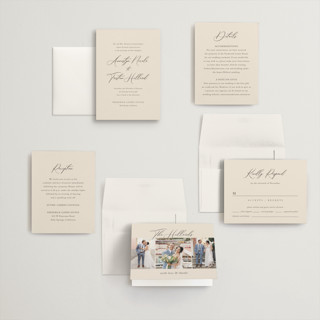 This is a mocha petite wedding invitations with standard by Jennifer Postorino called love story printing on signature in petite