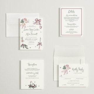 This is a enchanted holiday petite wedding invitations with standard by Cass Loh called holidays ink doodles printing on signature in petite