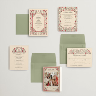 This is a almond petite wedding invitations with standard by Jenna Holcomb called tapestry printing on signature in petite