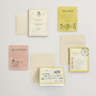 This is a island citrus petite wedding invitations with standard by Pixel and Hank called coastal drift printing on signature in petite