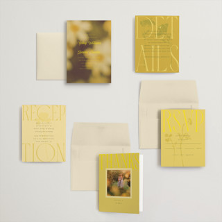 This is a island citrus petite wedding invitations with standard by Morgan Kendall called bloom printing on signature in petite