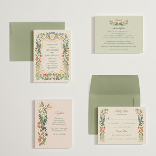 This is a garden petite wedding invitations with standard by Elly called garden heirloom printing on signature in petite