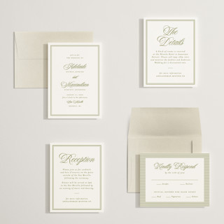This is a olive petite wedding invitations with standard by Ellen Schlegelmilch called museo printing on signature in petite