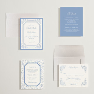 This is a sky petite wedding invitations with standard by Robert and Stella called constance printing on signature in petite