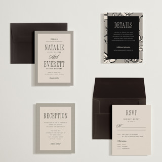 This is a noir petite wedding invitations with standard by Pixel and Hank called linea printing on signature in petite