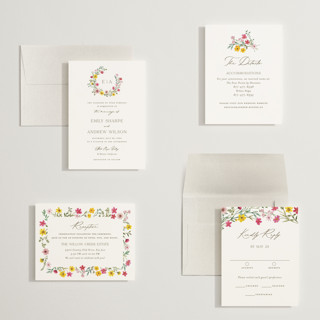 This is a peony petite wedding invitations with standard by Yaling Hou Suzuki called wildflower wreath printing on signature in petite