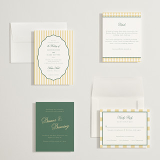 This is a citrine petite wedding invitations with standard by Emily Betts called curved frame printing on signature in petite